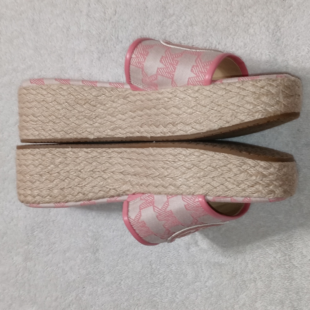 Michael Kors Pink and Cream Logo Espadrille Slide Sandals - Picture 2 of 6